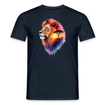Lion Art Oeuvre Aquarelle Forêt Lion - T-shirt homme - marine - Devant - AI Model Male 178 light (178cm)
