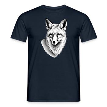 Wolf Schwarz Weiß Outfit Tier Motiv Kunst Wolf - Männer T-Shirt - Navy - Vorne - AI Model Male 178 light (178cm)