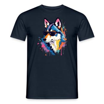 Wolf Art Artwork Pop Art Wolfs - Men's T-Shirt - navy - Front - AI Model Male 178 light (178cm)
