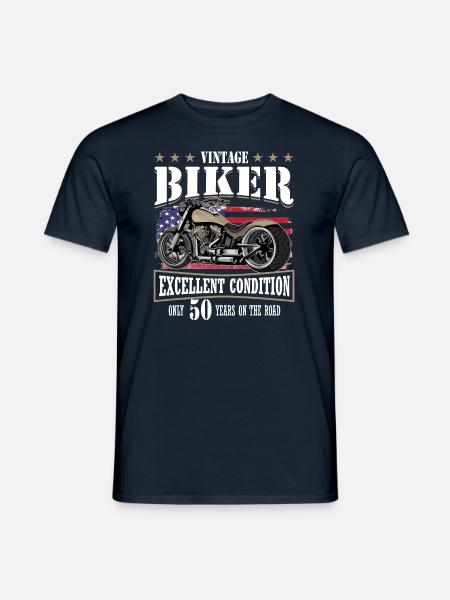 50 Geburtstag 1975 Motorradfahrer Motorrad - Männer T-Shirt - Navy
