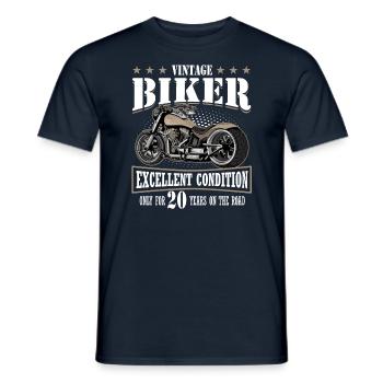 20 Birthday 2005 Motorcyclist Motorcycle - Men's T-Shirt - navy - Front - AI Model Male 178 light (178cm)