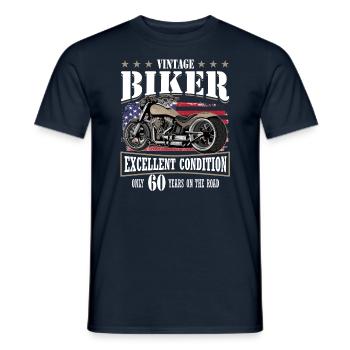 60 Birthday 1965 Motorcyclist Motorcycle - Men's T-Shirt - navy - Front - AI Model Male 178 light (178cm)