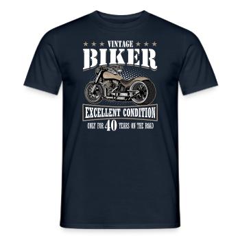 40 Anniversaire 1985 Moto Moto - T-shirt homme - marine - Devant - AI Model Male 178 light (178cm)