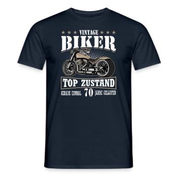 70 Birthday 1955 Motorcyclist Motorcycle - Men's T-Shirt - navy - Front - AI Model Male 178 light (178cm)