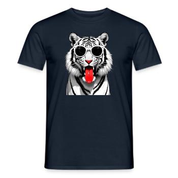 Tiger mit Sonnenbrille Tier Motiv lustiges Tiger - Männer T-Shirt - Navy - Vorne - AI Model Male 178 light (178cm)