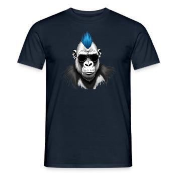 Chimpanzé punk motif animal drôle singe - T-shirt homme - marine - Devant - AI Model Male 178 light (178cm)