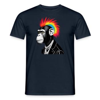 Chimpanzé punk motif animal drôle singe - T-shirt homme - marine - Devant - AI Model Male 178 light (178cm)