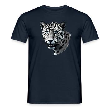 Leopard mit Blauen Augen Tier Motiv Kunst - Männer T-Shirt - Navy - Vorne - AI Model Male 178 light (178cm)