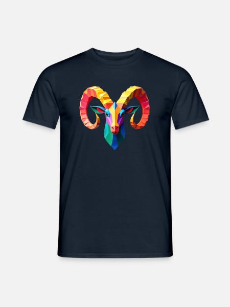 Widder Polygon Steinbock Tier Motiv Kunst - Männer T-Shirt - Navy