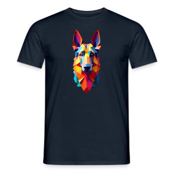 Schäferhund Polygon Hund Tier Motiv Kunst Hunde - Männer T-Shirt - Navy - Vorne - AI Model Male 178 light (178cm)