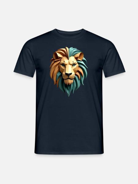 Löwe Polygon Löwen Tier Motiv Kunst Löwen - Männer T-Shirt - Navy