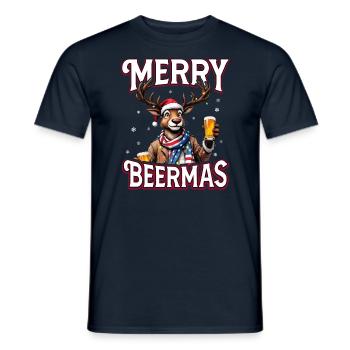 Christmas Beer Rudolf the Reindeer Funny Ugly - Men's T-Shirt - navy - Front - AI Model Male 178 light (178cm)