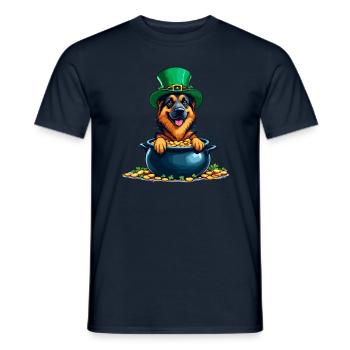 German Shepherd St. Patrick's Day Outfit Dogs - Men's T-Shirt - navy - Front - AI Model Male 178 light (178cm)