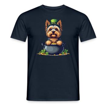 Yorkshire Terrier St. Patrick's Day Outfit Dogs - Men's T-Shirt - navy - Front - AI Model Male 178 light (178cm)