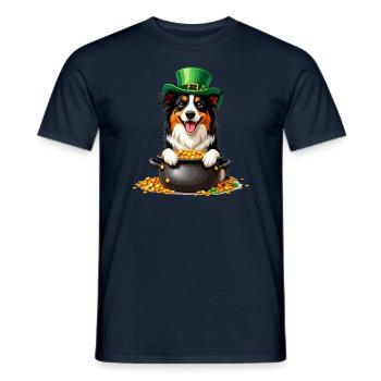 Border Collie St. Patricks Day Outfit Hunde - Männer T-Shirt - Navy - Vorne - AI Model Male 178 light (178cm)