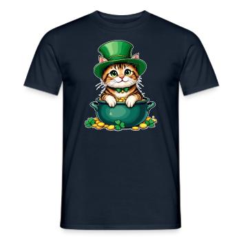 Chat Tenue de la Saint-Patrick Chats - T-shirt homme - marine - Devant - AI Model Male 178 light (178cm)