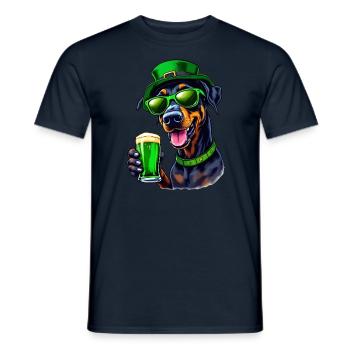 Doberman St. Patrick's Day Beer Outfit Dogs - Men's T-Shirt - navy - Front - AI Model Male 178 light (178cm)