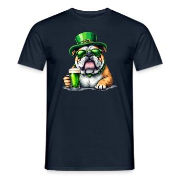 Englische Bulldogge St. Patricks Day Bier Outfit - Männer T-Shirt - Navy - Vorne - AI Model Male 178 light (178cm)