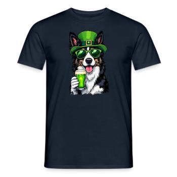 Collie St. Patricks Day Bier Outfit Hunde - Männer T-Shirt - Navy - Vorne - AI Model Male 178 light (178cm)