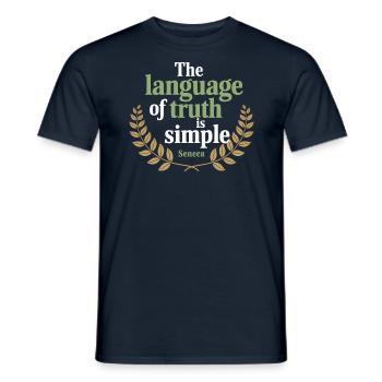 Seneca | The Language of Truth is Simple - Men's T-Shirt - navy - Front - AI Model Male 178 light (178cm)