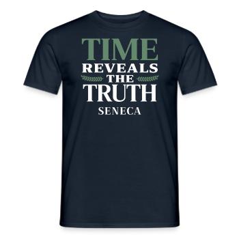 Seneca | Die Zeit enthüllt die Wahrheit – Stoisches Zitat - Männer T-Shirt - Navy - Vorne - AI Model Male 178 light (178cm)