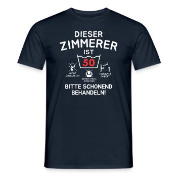 This carpenter is 50 years old. - Men's T-Shirt - navy - Front - AI Model Male 178 light (178cm)