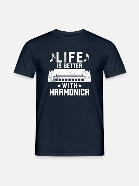 Life is better with harmonica - Men's T-Shirt - navy