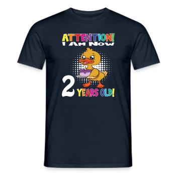 Birthday Duck Attention I Am Now 2 Years Old - Men's T-Shirt - navy - Front - AI Model Male 178 light (178cm)