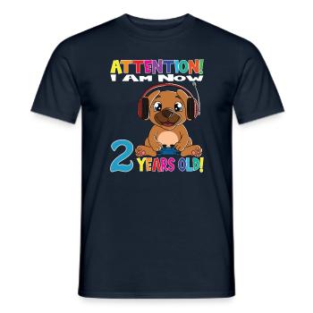 Gaming Dog Attention I Am Now 2 Years Old - Men's T-Shirt - navy - Front - AI Model Male 178 light (178cm)