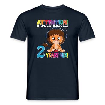 Gaming Lion Attention I Am Now 2 Years Old - Men's T-Shirt - navy - Front - AI Model Male 178 light (178cm)