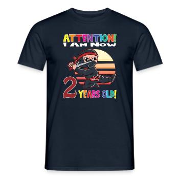 Ninja Boy Attention I Am Now 2 Years Old - Men's T-Shirt - navy - Front - AI Model Male 178 light (178cm)
