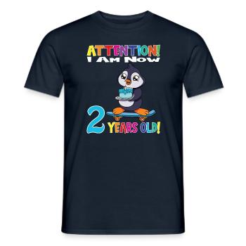 Penguin Attention I Am Now 2 Years Old - Men's T-Shirt - navy - Front - AI Model Male 178 light (178cm)
