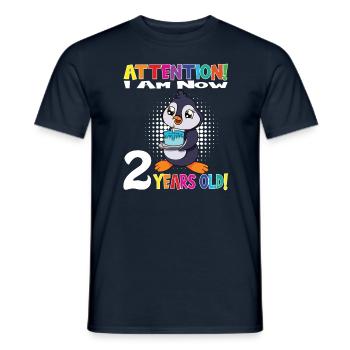 Penguin Attention I Am Now 2 Years Old - Men's T-Shirt - navy - Front - AI Model Male 178 light (178cm)
