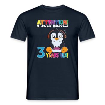 Penguin Attention I Am Now 3 Years Old - Men's T-Shirt - navy - Front - AI Model Male 178 light (178cm)