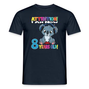 Koala Birthday I Am Now 8 Years Old - Men's T-Shirt - navy - Front - AI Model Male 178 light (178cm)