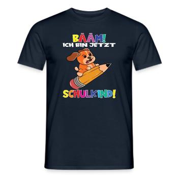 Bääm! Ich Bin Jetzt Schulkind Einschulung - Männer T-Shirt - Navy - Vorne - AI Model Male 178 light (178cm)