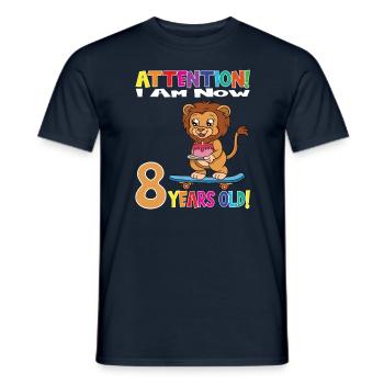 Lion Birthday I Am Now 8 Years Old - Men's T-Shirt - navy - Front - AI Model Male 178 light (178cm)