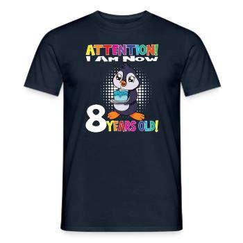 Penguin Birthday I Am Now 8 Years Old - Men's T-Shirt - navy - Front - AI Model Male 178 light (178cm)