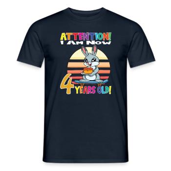 Anniversaire de lapin J’ai maintenant 4 ans - T-shirt homme - marine - Devant - AI Model Male 178 light (178cm)
