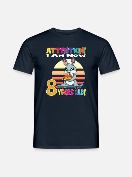 Rabbit Birthday I Am Now 8 Years Old - Männer T-Shirt - Navy