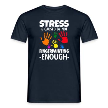 Stress Is Caused By Not Fingerpainting - Männer T-Shirt - Navy - Vorne - AI Model Male 178 light (178cm)