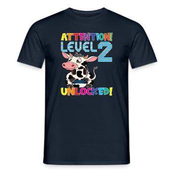 Attention Niveau 2 Anniversaire débloqué - T-shirt homme - marine - Devant - AI Model Male 178 light (178cm)