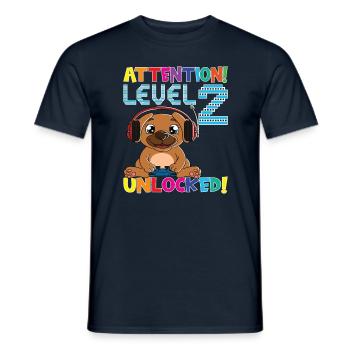 Attention Niveau 2 Anniversaire débloqué - T-shirt homme - marine - Devant - AI Model Male 178 light (178cm)