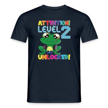 Attention Niveau 2 Anniversaire débloqué - T-shirt homme - marine - Devant - AI Model Male 178 light (178cm)