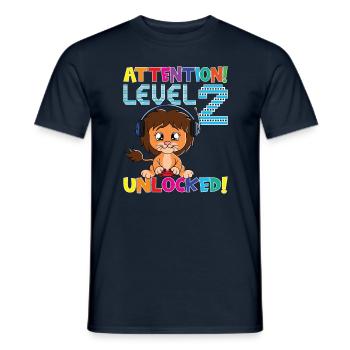 Attention Niveau 2 Anniversaire débloqué - T-shirt homme - marine - Devant - AI Model Male 178 light (178cm)