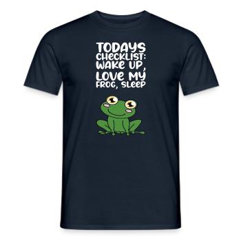 La liste de contrôle d’aujourd’hui Réveillez-vous Aimez ma grenouille Sommeil - T-shirt homme - marine - Devant - AI Model Male 178 light (178cm)
