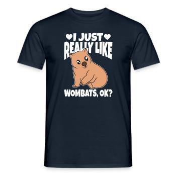 J’aime vraiment Wombats ok - T-shirt homme - marine - Devant - AI Model Male 178 light (178cm)
