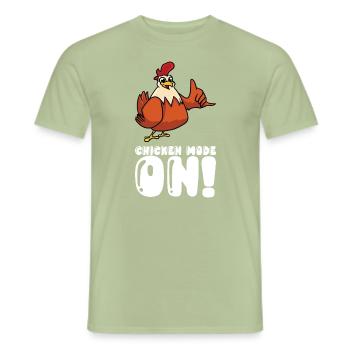 Mode Poulet activé - T-shirt homme - vert sauge - Devant - AI Model Male 178 light (178cm)