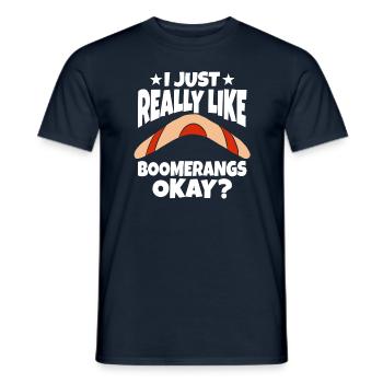 I Just Really Like Boomerangs Okay - Men's T-Shirt - navy - Front - AI Model Male 178 light (178cm)