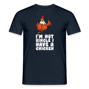 Je ne suis pas célibataire et j’ai un poulet - T-shirt homme - marine - Devant - AI Model Male 178 light (178cm)
